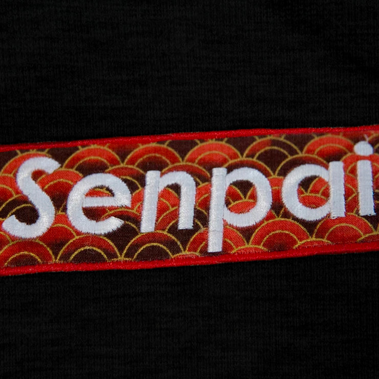 Senpai Embroidered Box Logo Hoodie BLACK